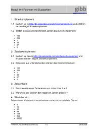 Modul 114 Rechnen mit Dualzahlen 1 Einerkomplement 2 ...