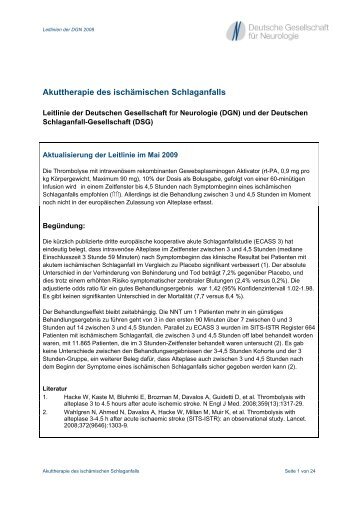 Akuttherapie des ischämischen Schlaganfalls - Deutsche ...