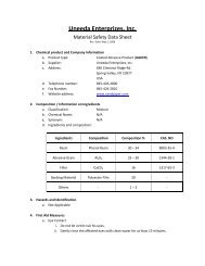 MSDS Sheet - Uneeda Enterprizes