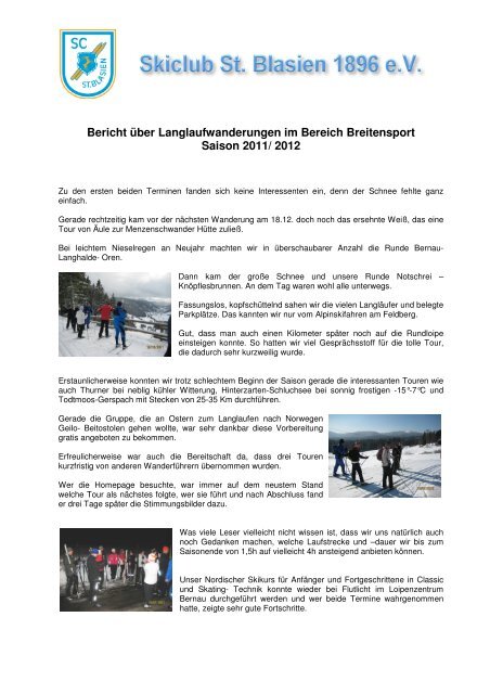 Bericht - Skiclub St. Blasien
