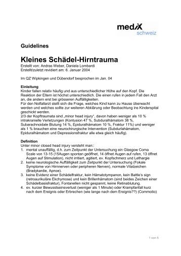 Guidelines KleinesSchädel-Hirntrauma - mediX schweiz