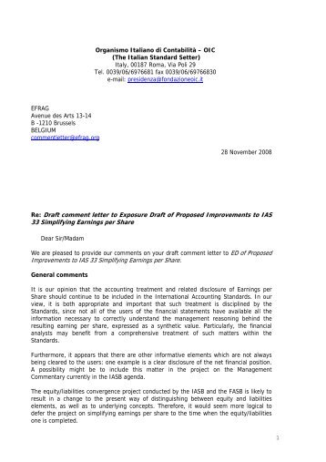 OIC comments on EFRAG Draft comment letter on IASB ED of ...