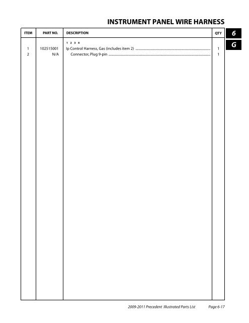 2009-2011 Precedent Illustrated Parts List - Bennett Golf Cars