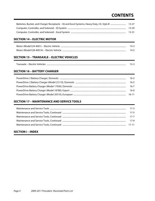 2009-2011 Precedent Illustrated Parts List - Bennett Golf Cars