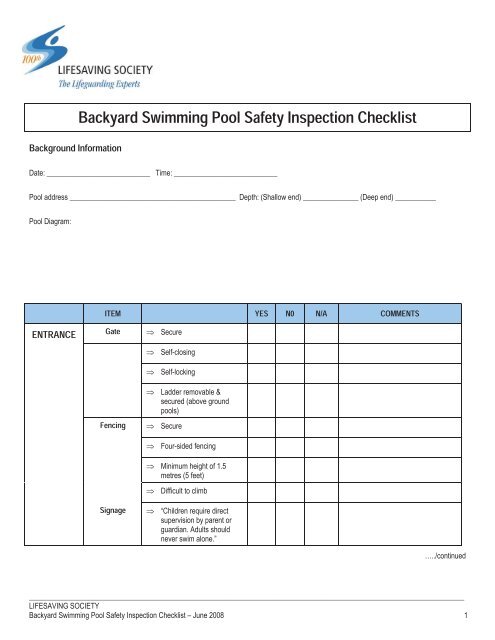 Backyard Swimming Pool Safety Inspection ... - City of Kamloops