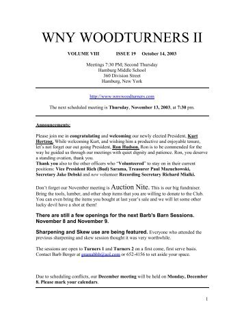 WNY WOODTURNERS II - Western New York Woodturners