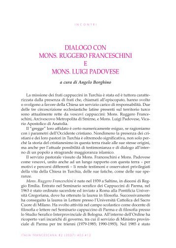 DIALOGO CON MONS. RUGGERO FRANCESCHINI E ... - go to site