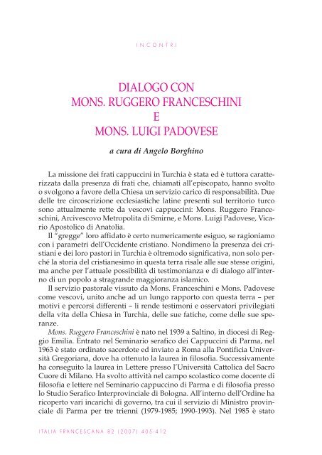 DIALOGO CON MONS. RUGGERO FRANCESCHINI E ... - go to site