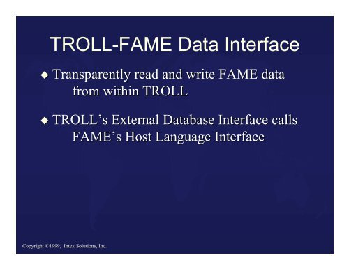 The TROLL-FAME Data Interface - Sungard