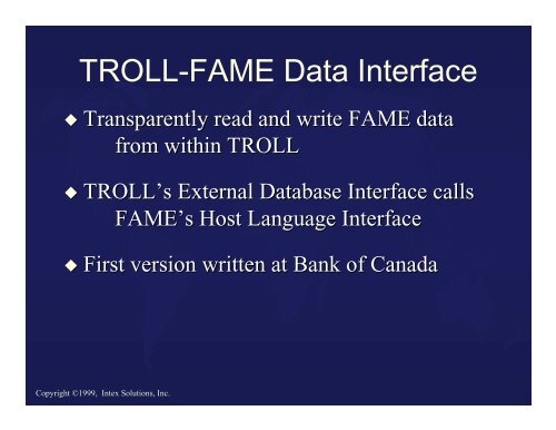 The TROLL-FAME Data Interface - Sungard