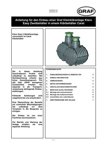 Anleitung für den Einbau einer Graf Kleinkläranlage Klaro Easy ...