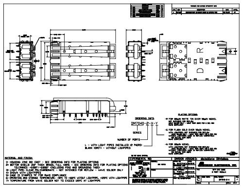 SFP Two-Port Cage Lightpipes Engineer Drawing