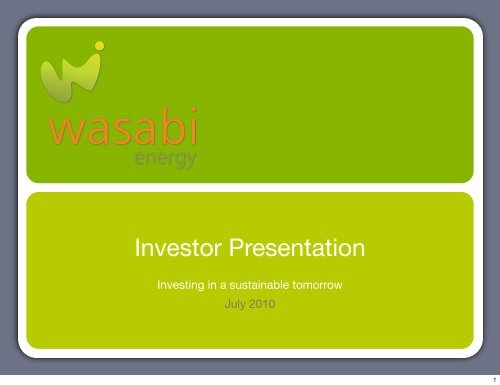 Investor Presentation - Wasabi Energy