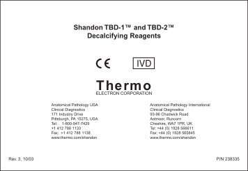Shandon TBD-1Ã¢ÂÂ¢ and TBD-2Ã¢ÂÂ¢ Decalcifying Reagents Thermo