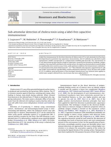 Sub-attomolar detection of cholera toxin using a label ... - ThaiScience