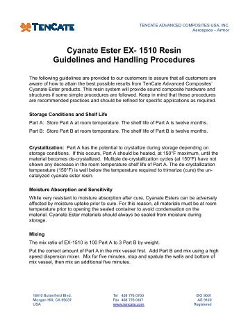 1510 Resin Guidelines and Handling Procedures - TenCate