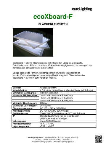 ecoXboard-F FLÄCHENLEUCHTEN - Eurolighting GmbH