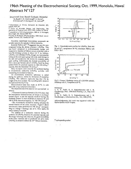 Improved Iron Based Cathode Material, N. Ravet, J.B. Goodenough ...