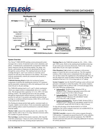 TMP6100/090 DATASHEET - Telesis Technologies, Inc.