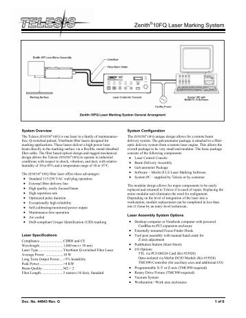 Zenith 10FQ Laser Marking System - Telesis Technologies, Inc.