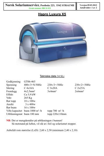 Hapro Luxura X5 - Norsk Solariumservice