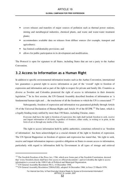 FOR INTERNAL USE ONLY - Article 19