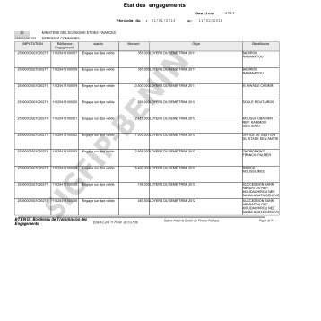 Etat des engagements - MinistÃ¨re de l'Ã©conomie et des finances