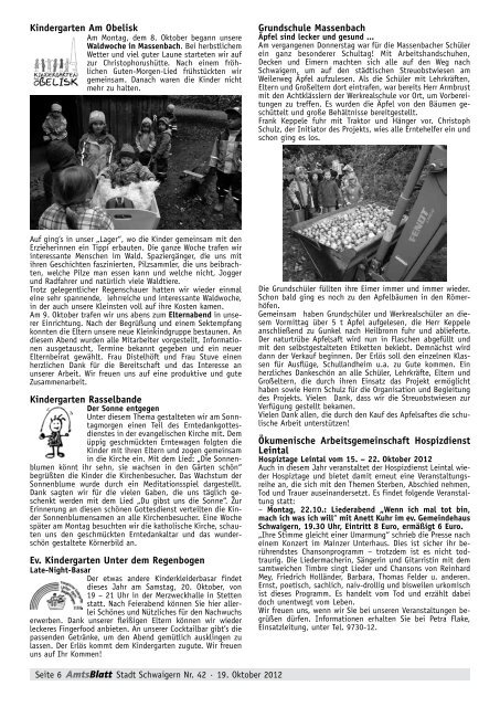 Amtsblatt der Stadt Schwaigern, Nr. 42, 19.10.2012