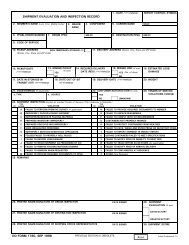 DD Form 1780, Shipment Evaluation and Inspection Record ...