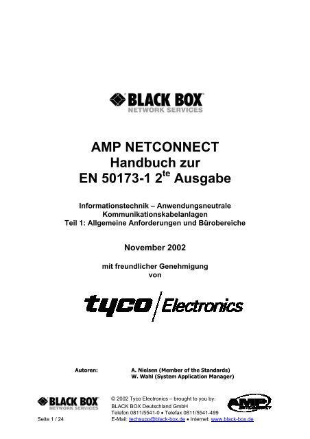 AMP NETCONNECT Handbuch zur EN 50173-1 ... - bei Thum + Mahr!