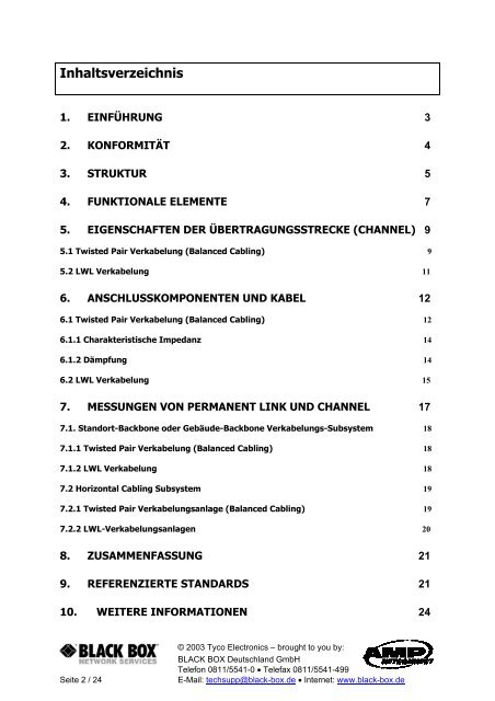 AMP NETCONNECT Handbuch zur EN 50173-1 ... - bei Thum + Mahr!