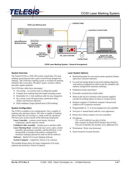 CO30 Laser Marking System - Telesis Technologies, Inc.