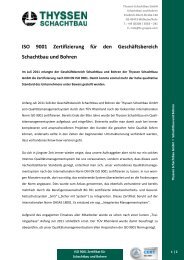 ISO 9001 Zertifizierung für den Geschäftsbereich Schachtbau und ...