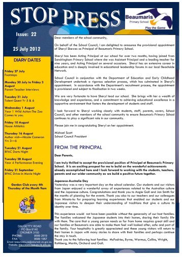 Issue: 22 25 July 2012 - Beaumaris Primary School