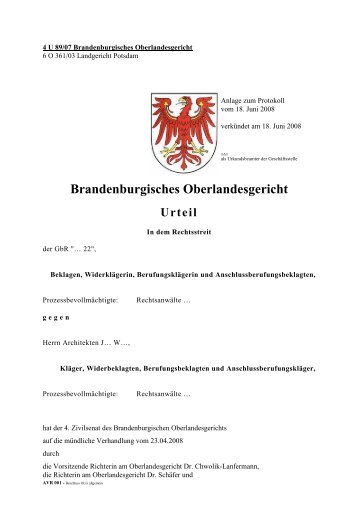 Brandenburgisches Oberlandesgericht Urteil