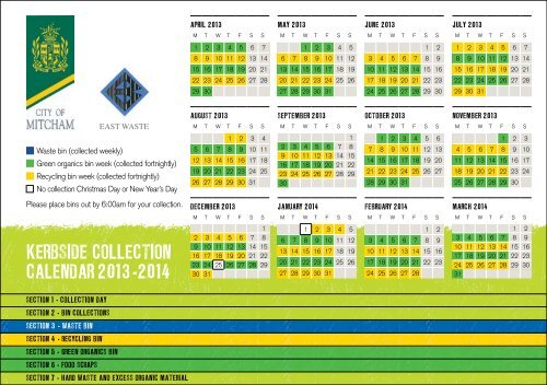 Kerbside Waste and Recycling Calendar - City of Mitcham - SA.Gov.au