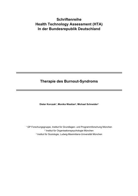 Therapie des Burnout-Syndroms - DIMDI