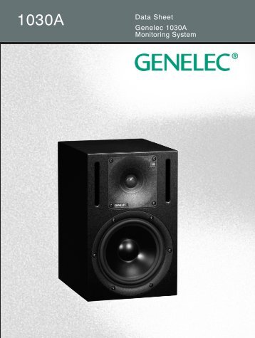 Genelec 1030A Monitoring System Data Sheet