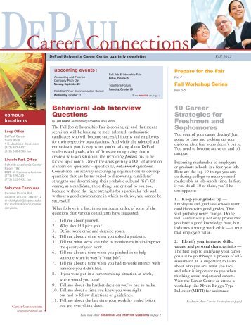 Behavioral Job Interview Questions - The Career Center - DePaul ...
