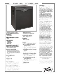 SPECIFICATIONS VBâ¢ 410 Bass Cabinet - Peavey