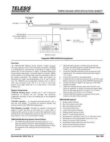 TMP6100/400 SPECIFICATION SHEET
