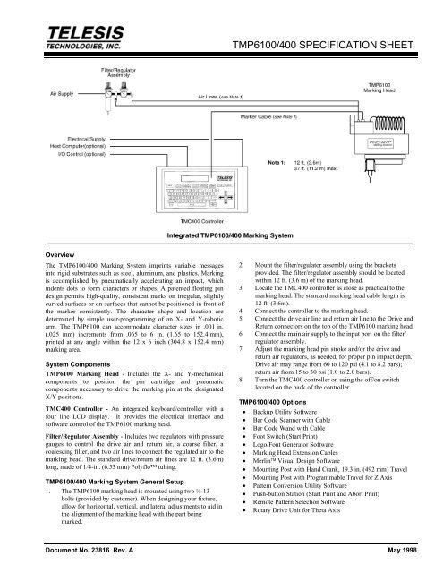 TMP6100/400 SPECIFICATION SHEET