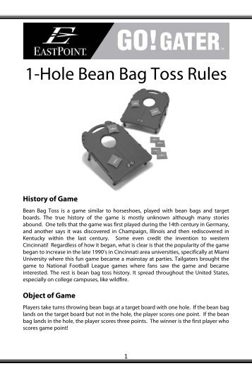 1-Hole Bean Bag Toss Rules - EastPoint Sports
