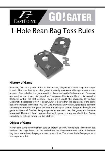 1-Hole Bean Bag Toss Rules - EastPoint Sports