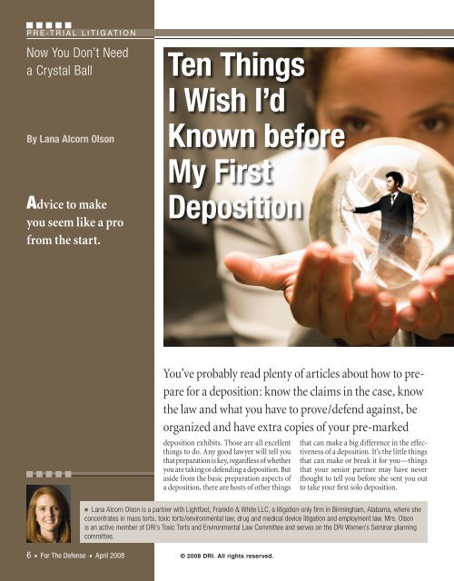 Ten Things I Wish I'd Known before My First Deposition - Lightfoot ...