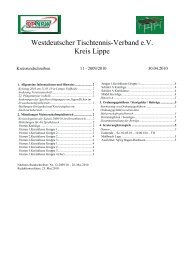 Westdeutscher Tischtennis-Verband e.V. Kreis Lippe