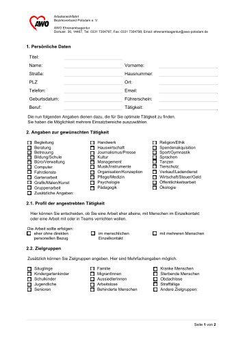 Fragebogen Ehrenamt für Interessenten - Ehrenamt in Potsdam