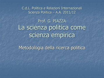 Metodologia della ricerca politica, a.a. 2011-12 - FacoltÃ  di Scienze ...