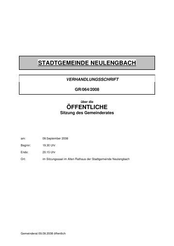 STADTGEMEINDE NEULENGBACH ÖFFENTLICHE