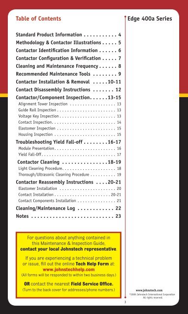 Maintenance & Inspection Guide Edge 400A Series - Johnstech